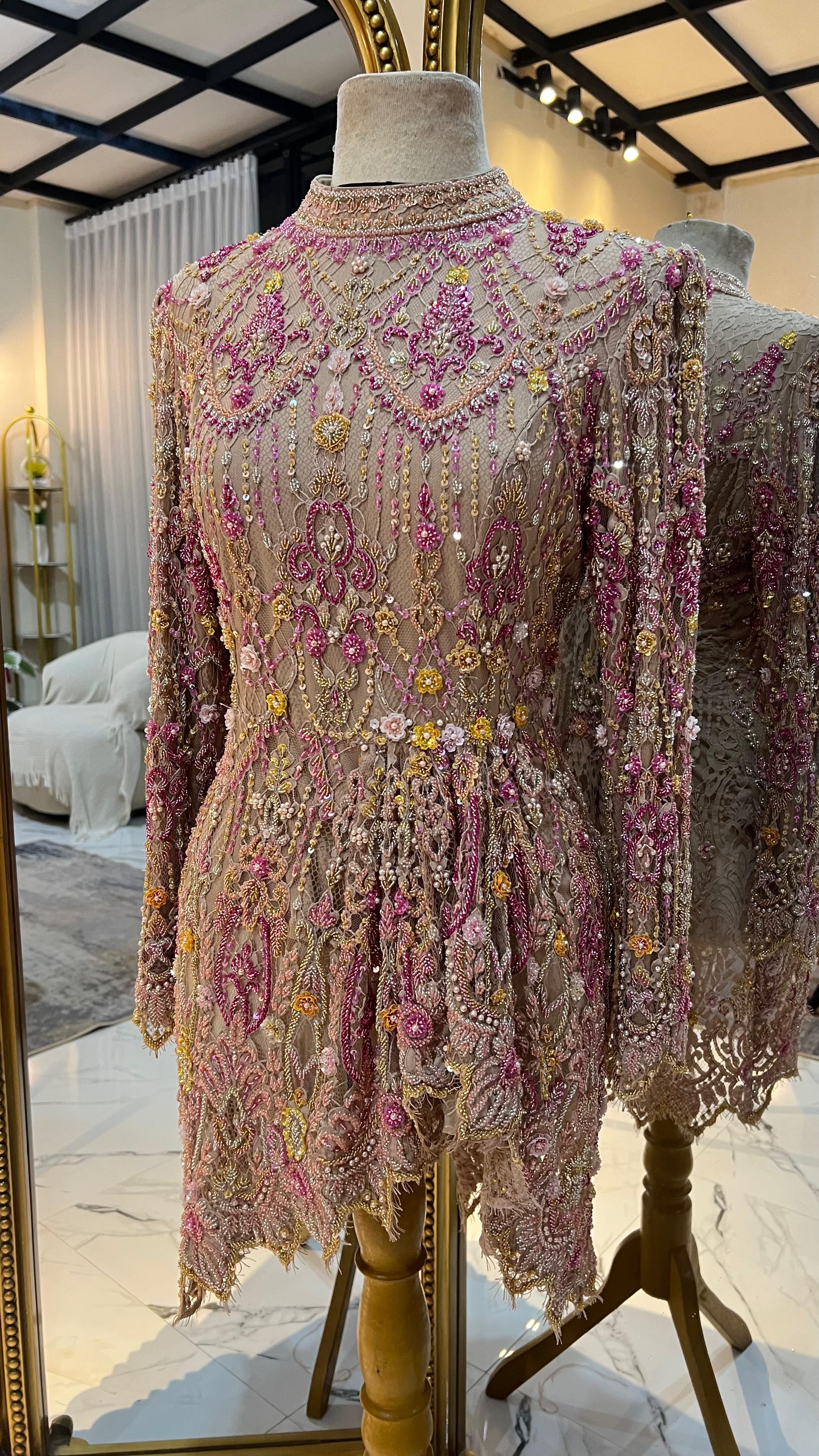 Kebaya nude burgundy ld 110