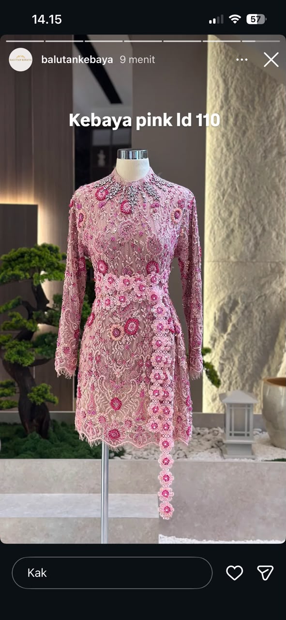 Kebaya rosegold pink bunga LD 110