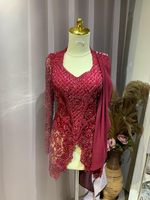 Kebaya red berry maroon sriwijaya royale non hijab 02 ld 110