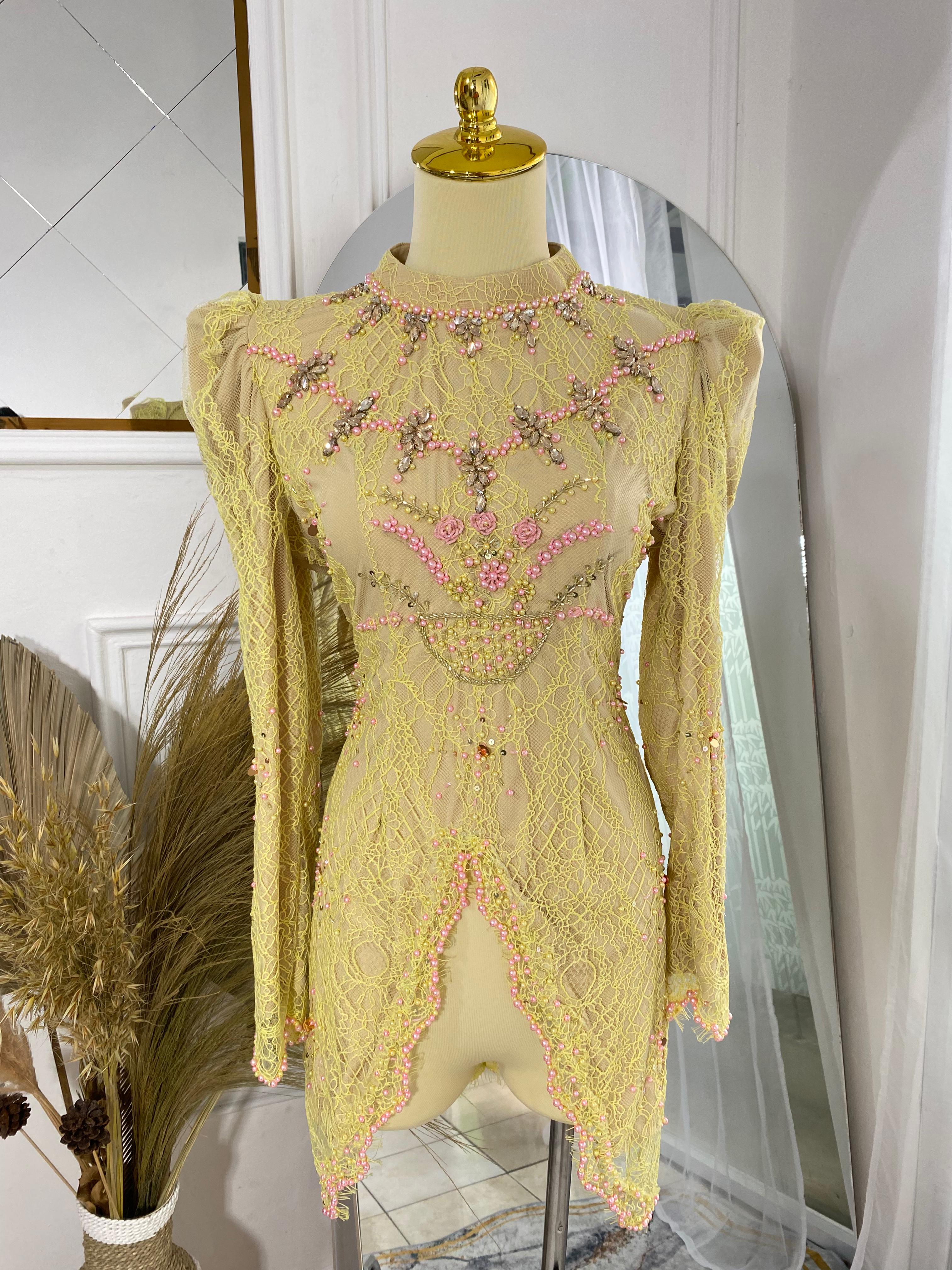 Kebaya yellow lemon 01 ld 100