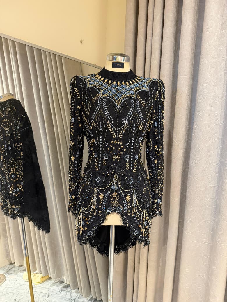 Kebaya Hitam Gold Blue ld 110