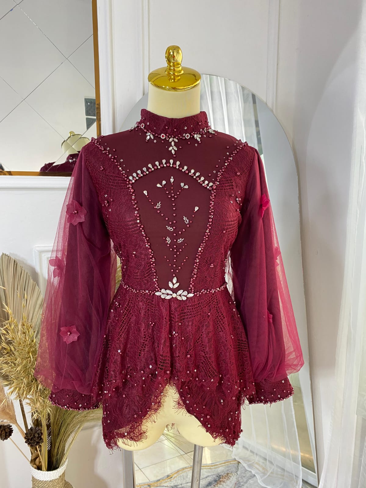 Kebaya maroon baloon ld 100