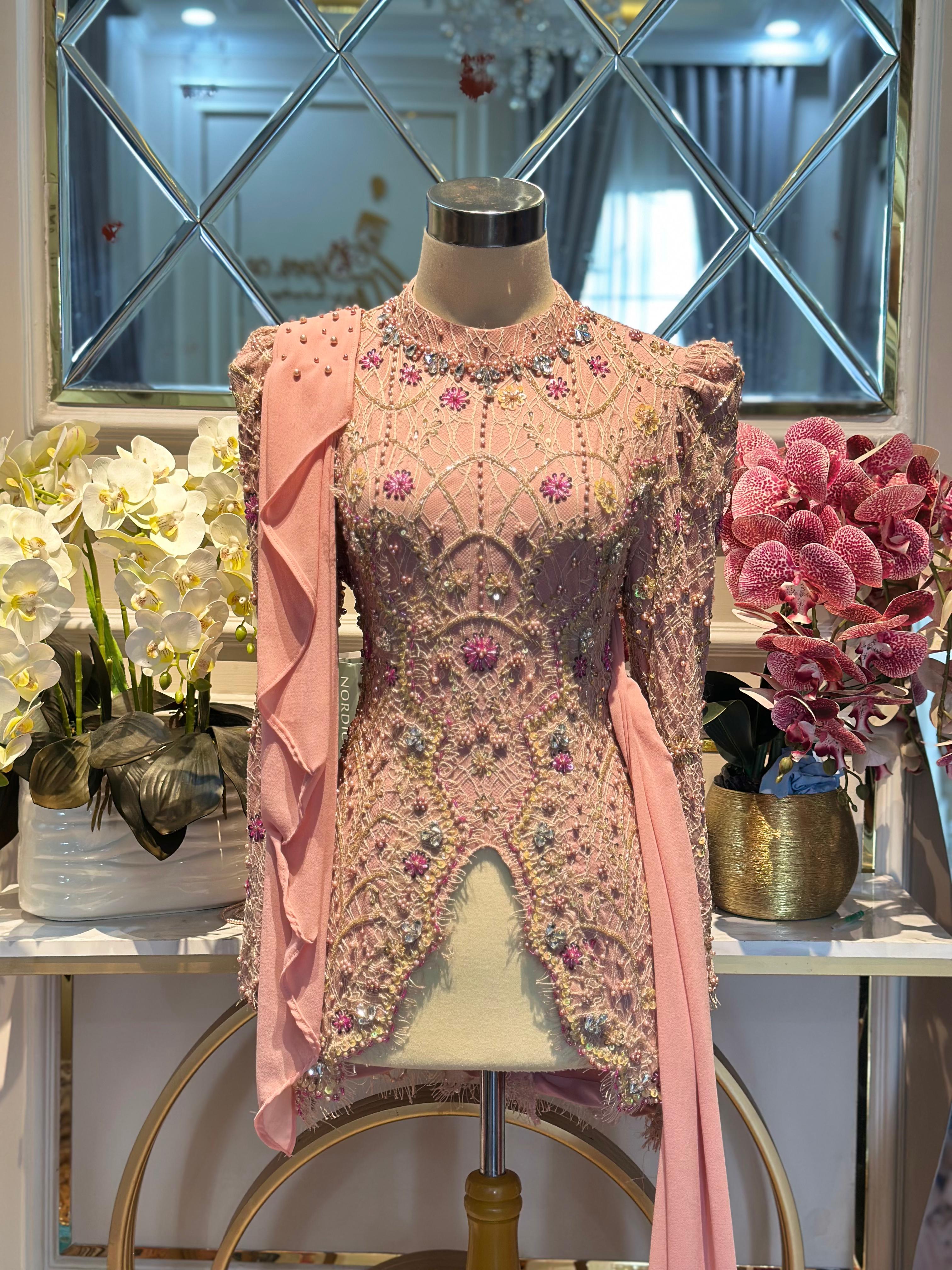 Kebaya pink yellow 01 ld 100