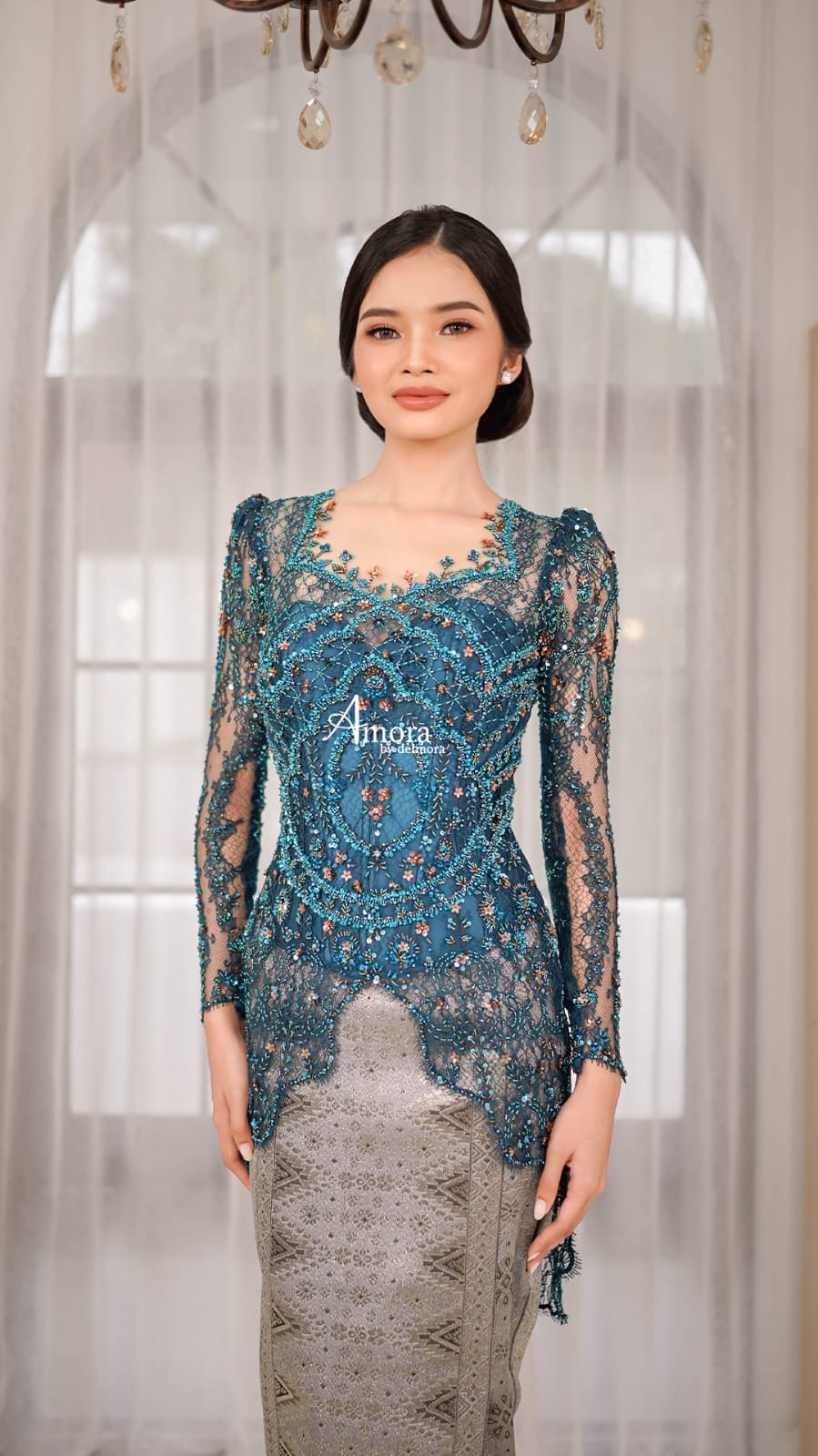 Kebaya delmora teal blue non hijab ld 88
